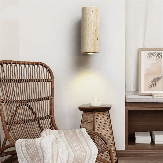 Aila Travertine & Wood Wall Light